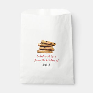 Watercolor chocolate chip cookie favor bag