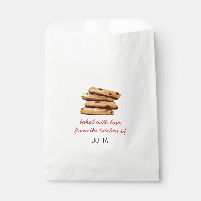 Watercolor chocolate chip cookie  favor bag (Front)
