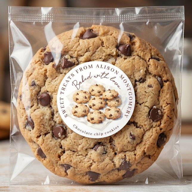 Watercolor Chocolate Chip Cookies Homemade Baking Classic Round Sticker (Creator Uploaded)