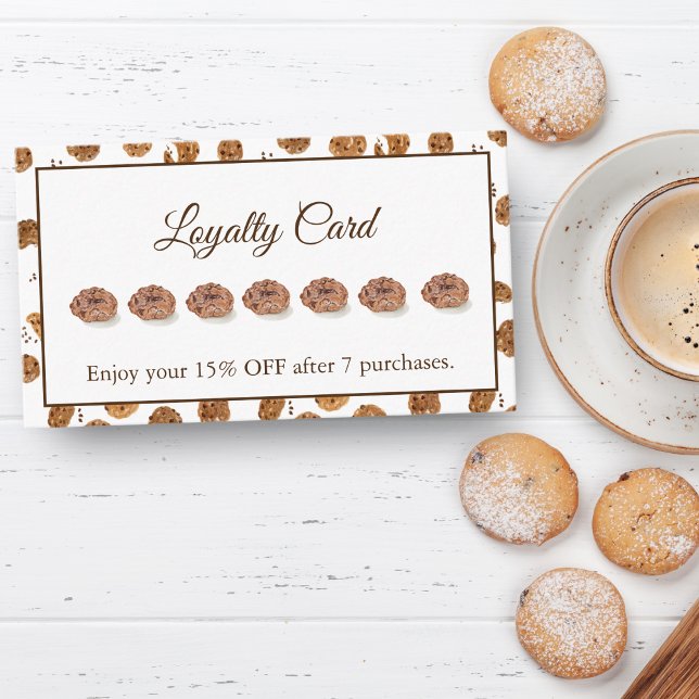 Watercolor Chocolate Chips Cookie Loyalty Card (Sweeten your visits with our Watercolor Chocolate Chips Cookie Loyalty Card!)
