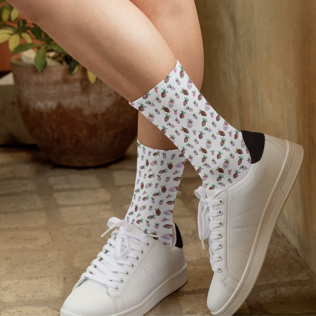 Watercolor Chocolate Covered Strawberries Stickers Socks (Creator Uploaded)