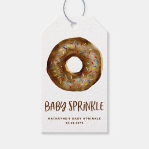 Watercolor Chocolate Donut Baby Sprinkle Thank You Gift Tags