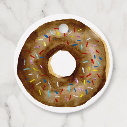 Watercolor Chocolate Donut Birthday Thank You Favor Tags