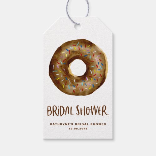 Watercolor Chocolate Donut Bridal Shower Thank You Gift Tags