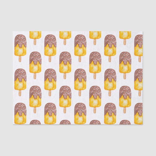 Watercolor Chocolate Fudge Popsicle Tissue Paper (Front)