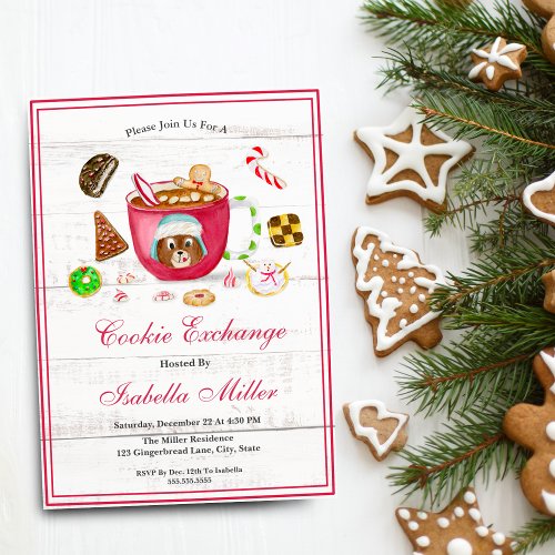 Watercolor Chocolate Gingerbread Cookie Exchange Invitation