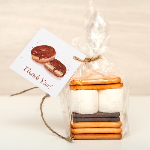 Watercolor Chocolate Glazed Donuts Thank You Favor Tags