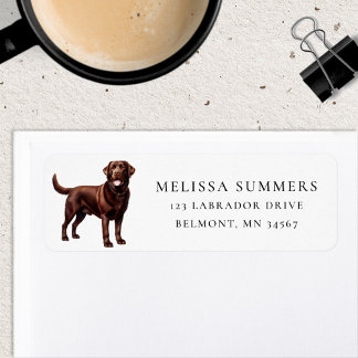 Watercolor Chocolate Labrador Return Address Label