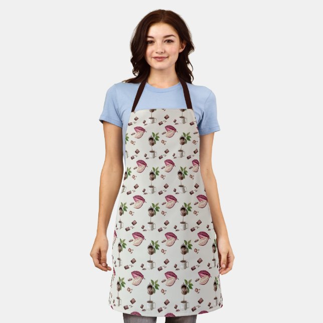 Watercolor Chocolate Pattern  Apron (Worn)