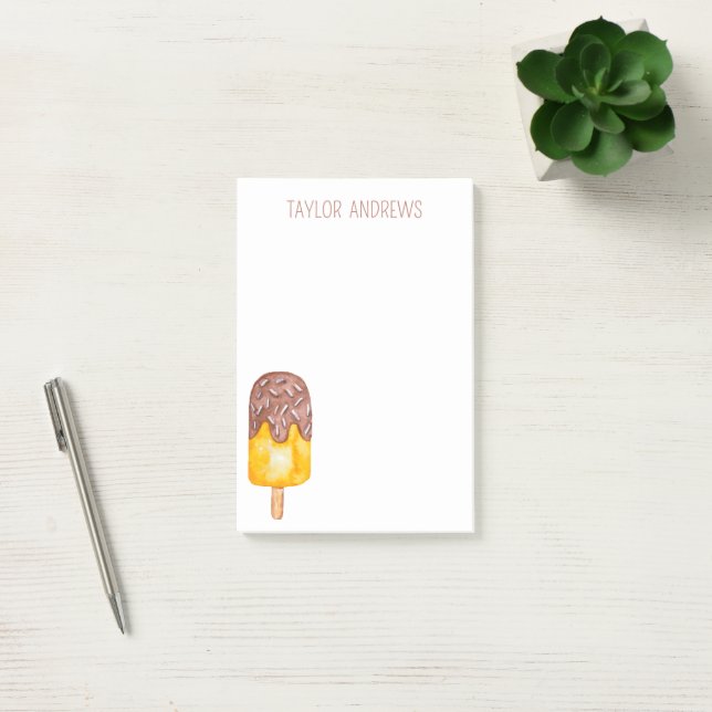 Watercolor Chocolate Popsicle Post-it Notes (Office)