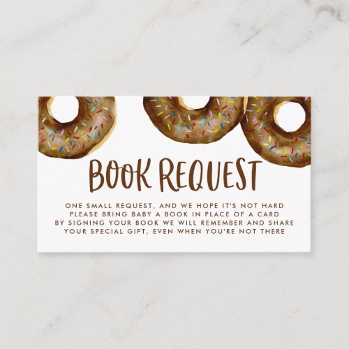 Watercolor Chocolate Sprinkle Donuts Book Request Enclosure Card