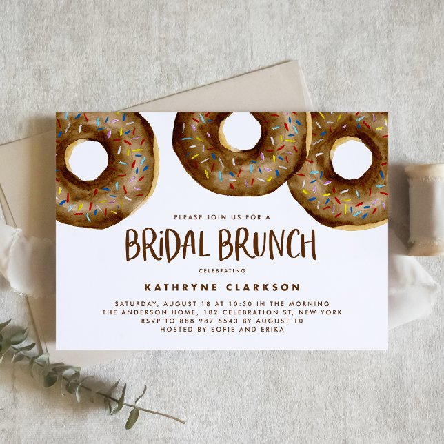 Watercolor Chocolate Sprinkle Donuts Bridal Brunch Invitation (Creator Uploaded)