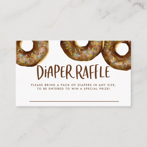 Watercolor Chocolate Sprinkle Donuts Diaper Raffle Enclosure Card