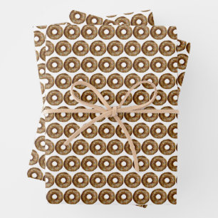 Watercolor Chocolate Sprinkle Donuts Pattern Wrapping Paper Sheets