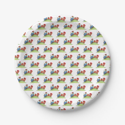 Watercolor Choo Choo Train Pastel Birthday Paper Plates