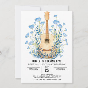 Watercolor Chord Guitar Boy Birthday Invitation