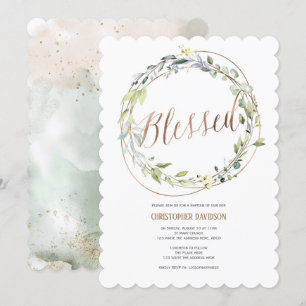 Watercolor, Christening Baptism Invitation