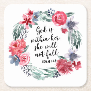 Watercolor Christian artwork Square Paper Coaster