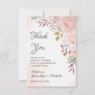 Watercolor Christian Blush Pink Floral Wedding Thank You Card