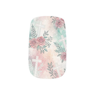 Watercolor Christian Roses Minx Nail Art