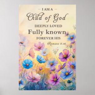 Watercolor Christian Wildflowers Wall Art print  