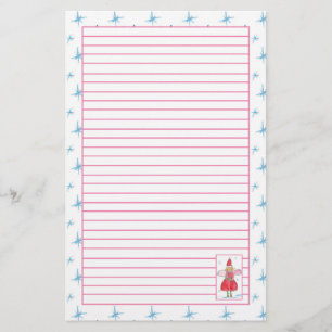 Watercolor Christmas Angel Pink Lined Stationery