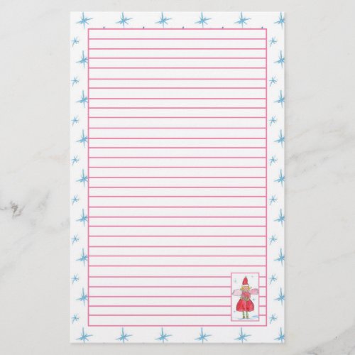 Watercolor Christmas Angel Pink Lined Stationery