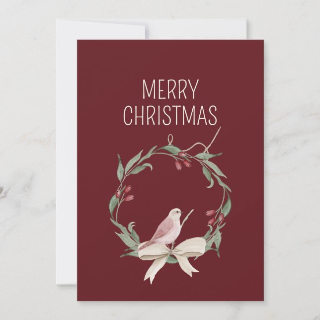 Watercolor Christmas Art Personalized Holiday Card (Front)