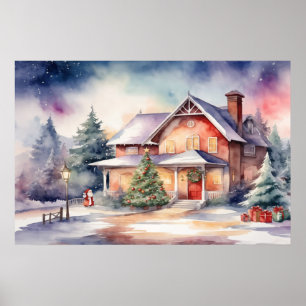 Watercolor Christmas Art Poster