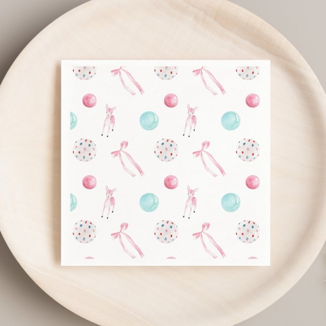 Watercolor Christmas Baby Girl Shower Napkins (Creator Uploaded)