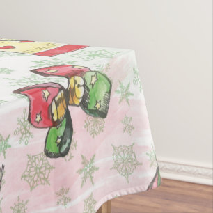 Watercolor christmas bag of sweets tablecloth