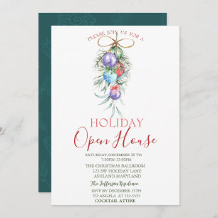 Watercolor Christmas Balls Open House Invitation