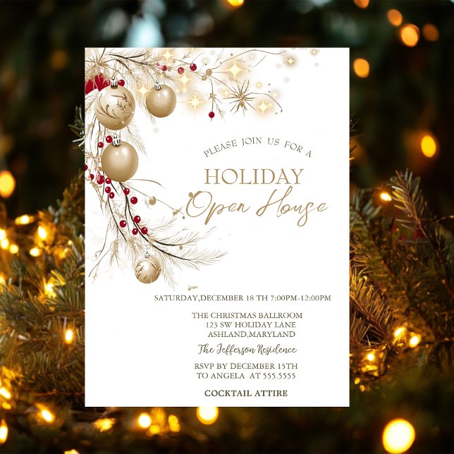 Watercolor Christmas Balls Sparkle Branches Invitation (Creator Uploaded)