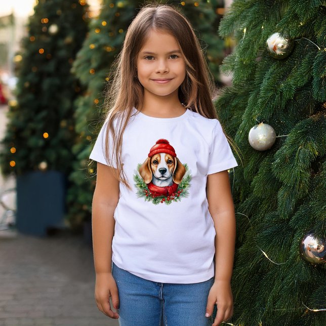 Watercolor Christmas Beagle Dog  T-Shirt (Creator Uploaded)