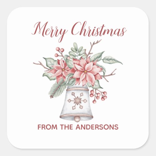 Watercolor Christmas Bell  Square Sticker