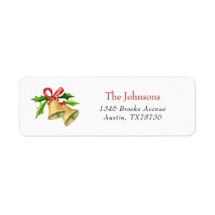 Watercolor Christmas Bells Address labels