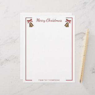Watercolor Christmas Bells With Custom Text Letterhead