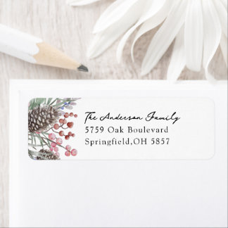Watercolor Christmas Berries Family Label