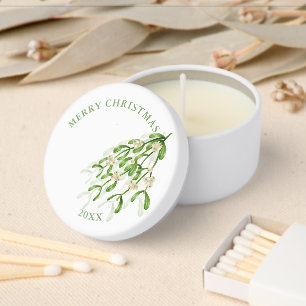 Watercolor Christmas berry branches Greenery Mini Candle Favors