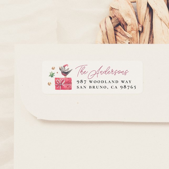 Watercolor Christmas Bird & Gift Label (Creator Uploaded)