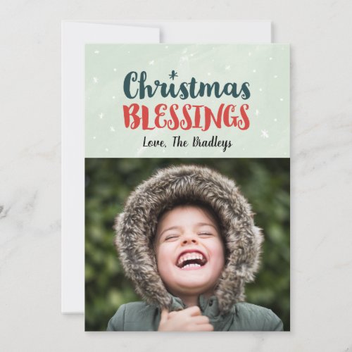 Watercolor Christmas Blessings Holiday Card