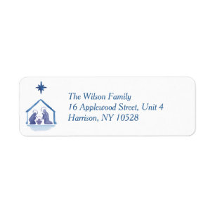 Watercolor Christmas Blessings Nativity Label