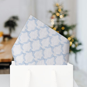Watercolor Christmas Blue Bows Tissue Paper