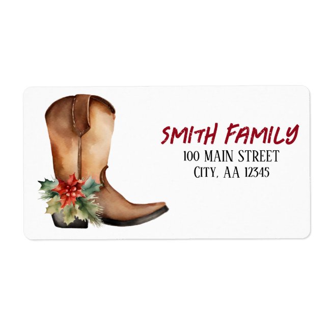 Watercolor Christmas Boot Label (Front)