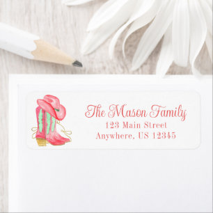 Watercolor Christmas Boots & Cowboy Hat Label