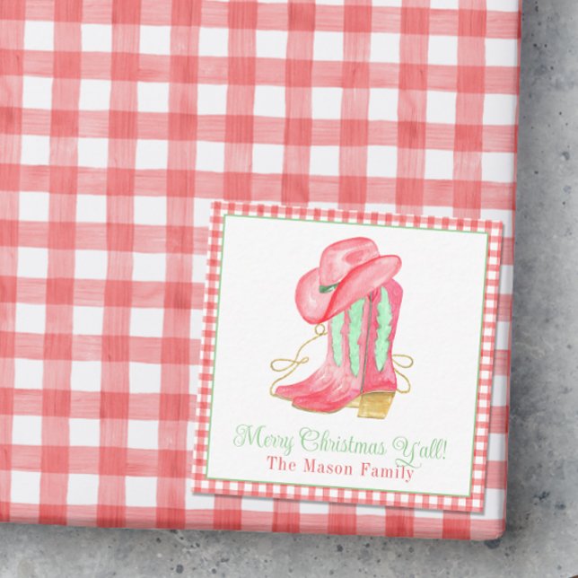 Watercolor Christmas Boots  Monogram Crest Photo Note Card (Creator Uploaded)