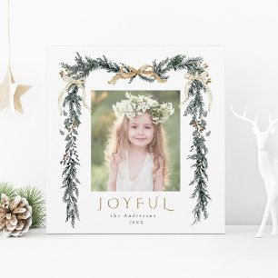 Watercolor Christmas Border Photo Square Holiday Card