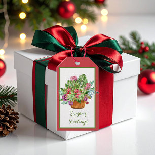 Watercolor Christmas botanical bouquet  Gift Tags