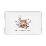 Watercolor Christmas Botanical Deer Family Holiday Acrylic Tray
