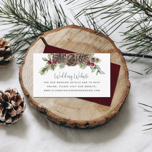 Watercolor Christmas Botanical Wedding Website Enclosure Card